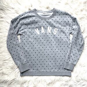 VANS Skate women’s polka dot pullover crewneck sweater sweatshirt heather gray S